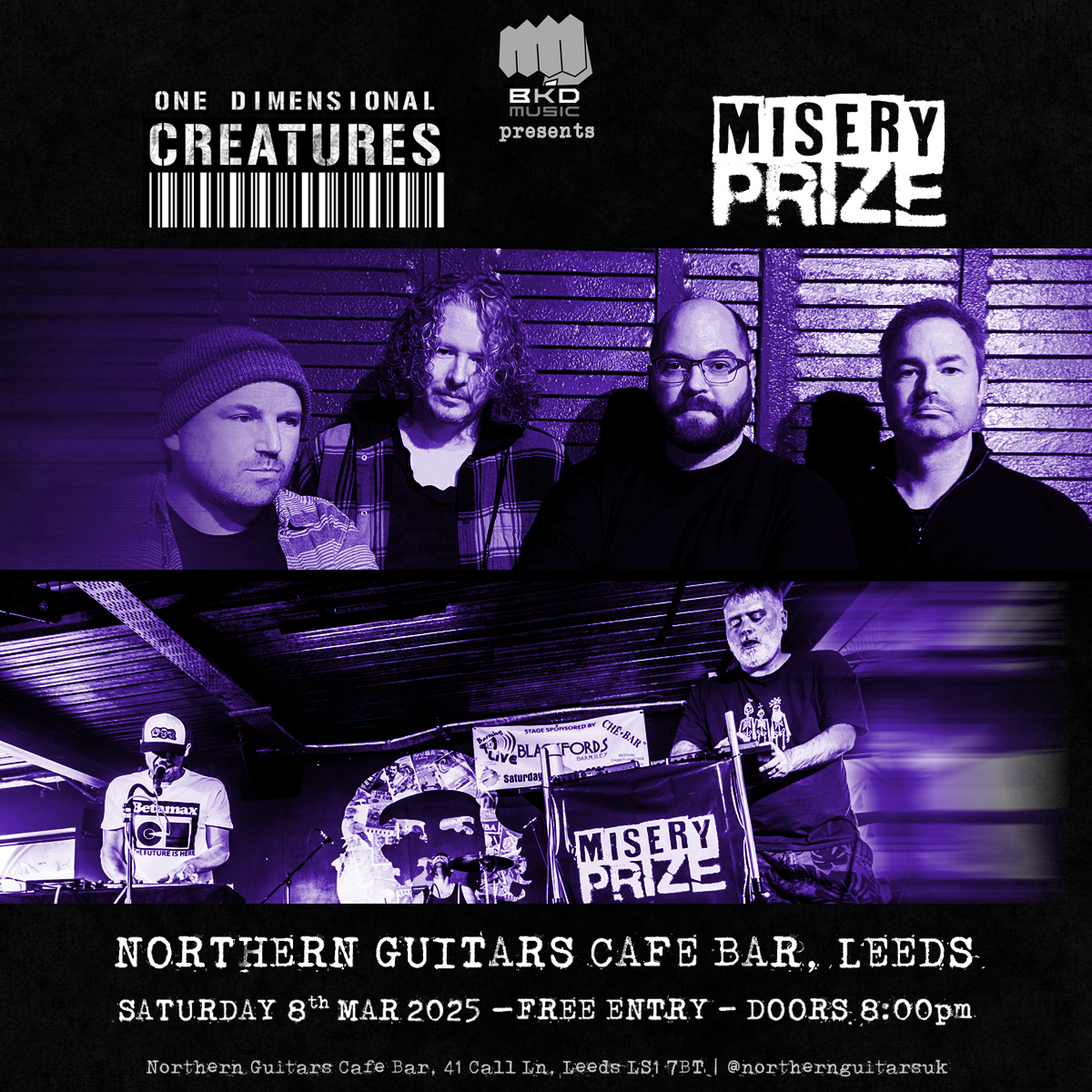 One Dimensional Creatures and Misery Prize play Norther Guitars in Leeds in March 2025